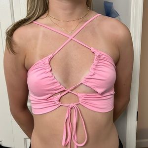 Princess Polly pink cross crop top